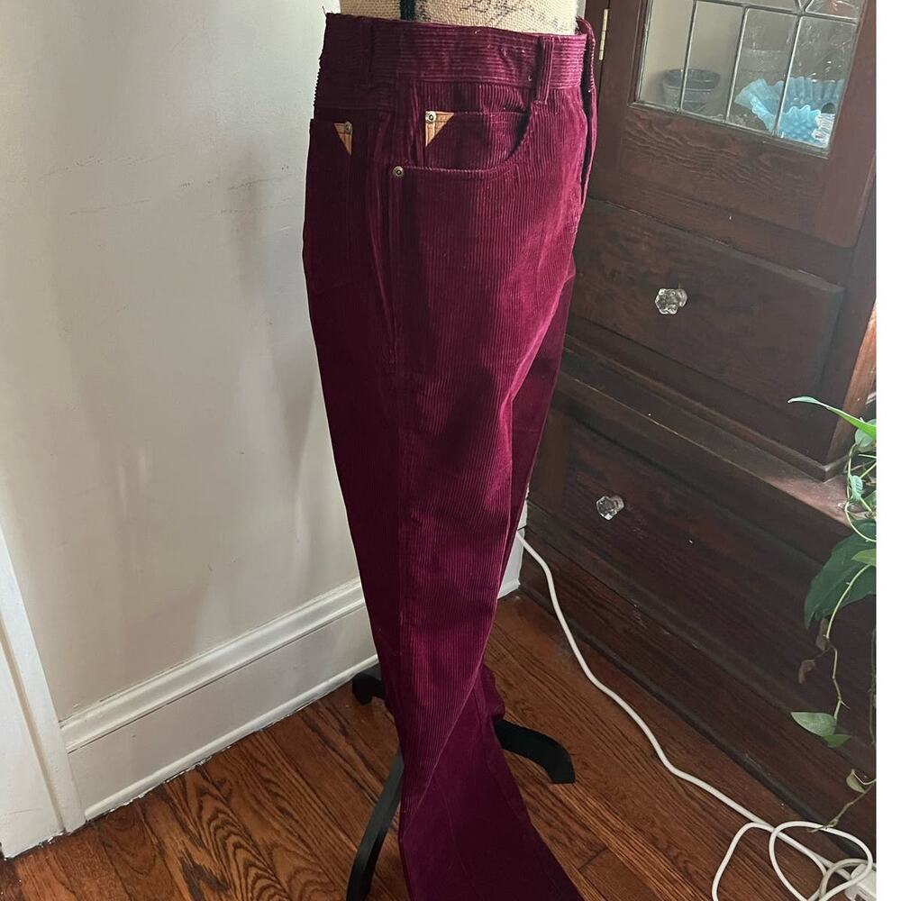 Vintage Jordache Corduroy Pants Cranberry High Rise Bootcut 32L - Picture 4 of 17
